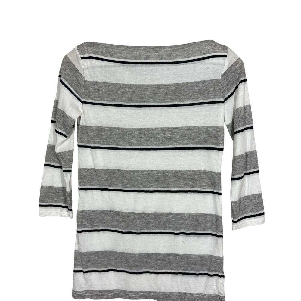Standard x James Perse Knit Boat Neck Tee Stripe Casual Soft White Gray - 1